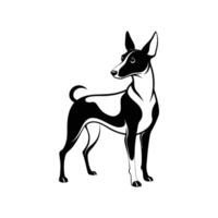 A black and white dog standing on a white background vector