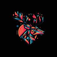 A colorful deer head with geometric shapes on it vector