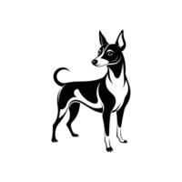 A black and white dog standing on a white background vector