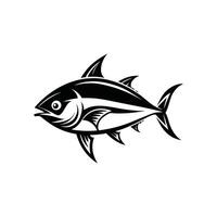 A black and white illustration of a tuna fish vector