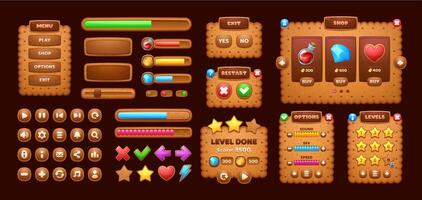 Cookie cracker game interface. Ui game elements vector