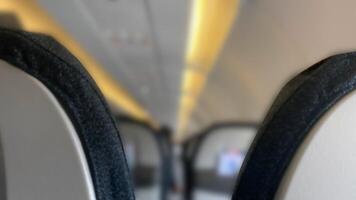 Airplane Seatback bokeh with warm light photo