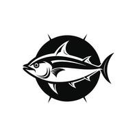A black and white image of a tuna fish vector