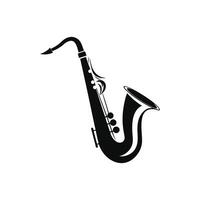 Saxophone black silhouette on white background vector