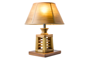 A table lamp with a wooden base and a lamp shade png
