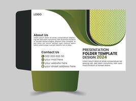 Modern Presentation Folder Template Design 2024 with Green Gradient Elements vector
