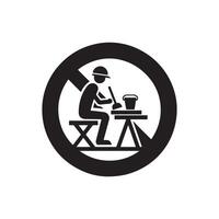 No work sign with a man working on a table vector