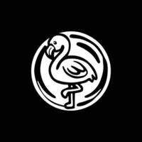 A black and white logo of a flamingo vector