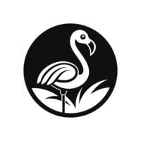 A black and white flamingo logo on a white background vector