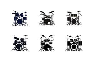Drum set icon set vector