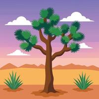 Joshua tree in desert landscape illustration vector