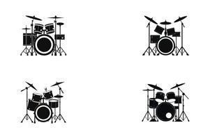 Drum set icon set vector