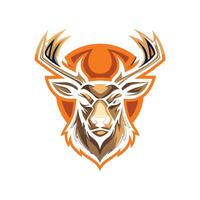 The head of a deer is shown in an orange and white color vector