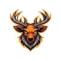 The head of a deer with horns on it vector