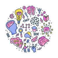 Cognitive science concept. Set of elements. vector