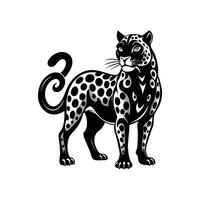 A black and white leopard with a large spot on its face vector