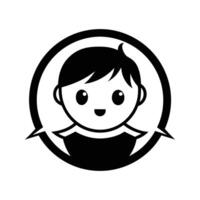 A black and white logo of a boy with a smile vector