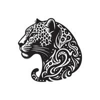 A black and white leopard head with ornate patterns vector