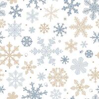 Winter pattern with silver and gold snowflakes on transparent background Simple Christmas seamless pattern with geometric motif New year ornament Design web, wrapping, wallpaper, cover, textile vector