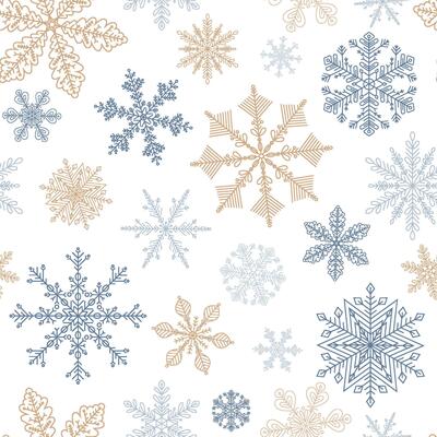 Winter pattern with silver and gold snowflakes on transparent background Simple Christmas seamless pattern with geometric motif New year ornament Design web, wrapping, wallpaper, cover, textile