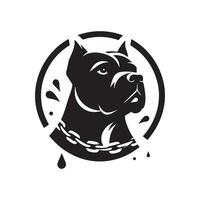 A dog with a chain around its neck is shown in a circle vector