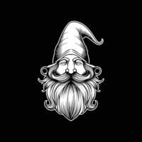 A gnome with a beard and mustache on a black background vector