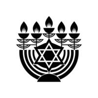 The hanukkah menorah is shown in black and white vector