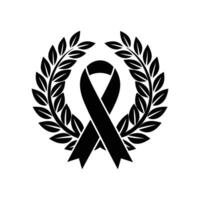 Black ribbon with laurel wreath icon vector