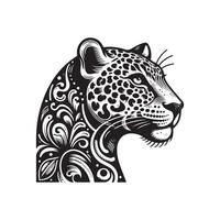 A leopard head with floral patterns on it vector