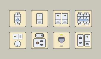 Flat designed minimalist electric switch, board, circuit, socket and regulator illustration vector