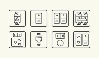 Electric switch, board, circuit, socket and regulator line illustration design vector