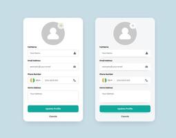 User information or profile update form ui design with two variations vector