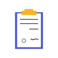 Detailed checklist on a clipboard resting on a flat surface with a simple design and bold colors vector