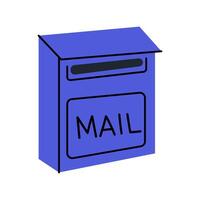 Bright blue mailbox in an urban setting ready to collect letters and packages during the day vector