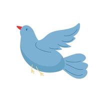 Blue bird soaring through the sky with outstretched wings in a whimsical style vector