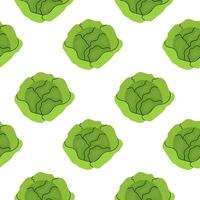 Vibrant green cabbage pattern on a crisp white background showcasing fresh vegetables vector