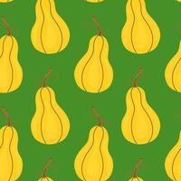 Yellow pear pattern on a green background creating a vibrant and fresh design vector