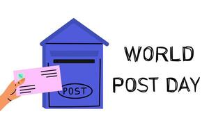 Celebrate World Post Day with a message being mailed in a colorful mailbox illustration vector