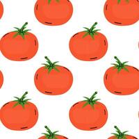 Vibrant illustration of fresh tomatoes on a white background arranged in a repeating pattern vector