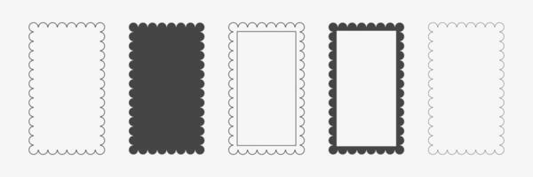 Squiggle rectangle frames for text or images. Zigzag border, waves edgy forms vector