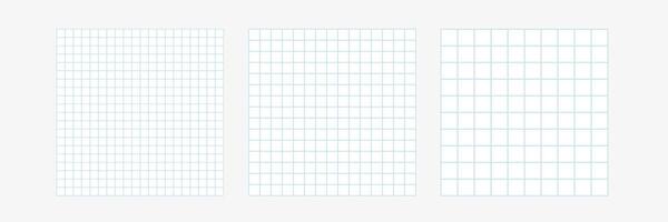 Square grid with lines collection. Note paper sheet, school math sheet vector
