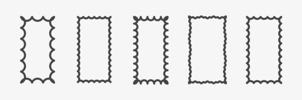 Squiggle frames for text or images. Zigzag border, waves edgy forms vector
