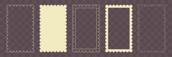 Rectangles scalloped frames collection. Scalloped edge shape border. Label templete, framework vector
