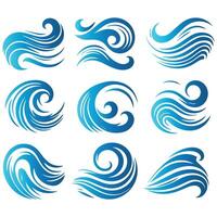 Unique Pack of Patterns with Blue Waves vector