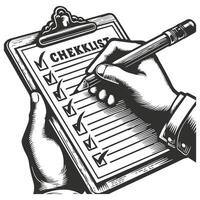 Hand Marking Items in a Checklist vector
