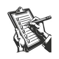 Marking Tasks Off a Checklist with Hand vector