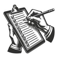 Hand Crossing Off Tasks in a Checklist vector