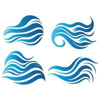 Pack of patterns with blue waves. vector