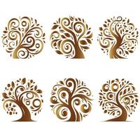 Modern Stylish Tree Design Set vector