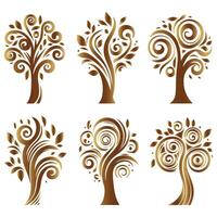 Artistic Set of Stylish Tree Design vector